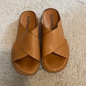 Bionica Women's Tan Sandals Slides Size 7.5